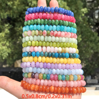 5x8 mm Jade-szerű üveggolyók vízfestéssel, abakusz gyöngyök, színtartó spacer gyöngyök, DIY ékszerekhez