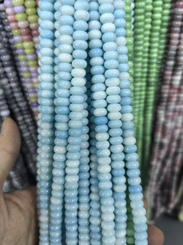 5x8 mm Jade-szerű üveggolyók vízfestéssel, abakusz gyöngyök, színtartó spacer gyöngyök, DIY ékszerekhez