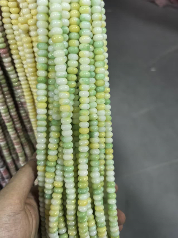 5x8 mm Jade-szerű üveggolyók vízfestéssel, abakusz gyöngyök, színtartó spacer gyöngyök, DIY ékszerekhez