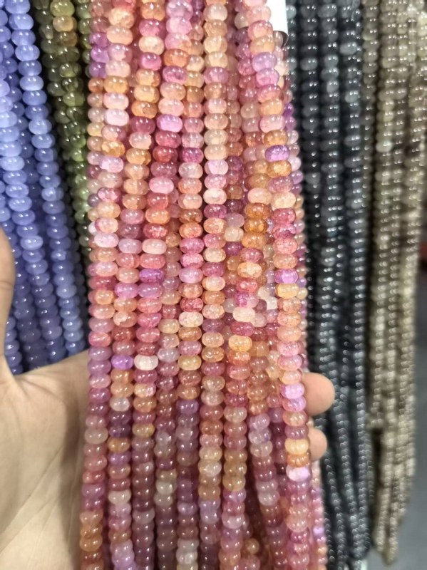 5x8 mm Jade-szerű üveggolyók vízfestéssel, abakusz gyöngyök, színtartó spacer gyöngyök, DIY ékszerekhez