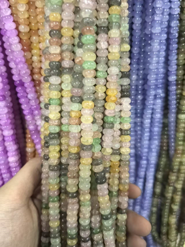 5x8 mm Jade-szerű üveggolyók vízfestéssel, abakusz gyöngyök, színtartó spacer gyöngyök, DIY ékszerekhez
