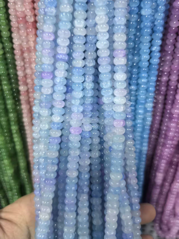 5x8 mm Jade-szerű üveggolyók vízfestéssel, abakusz gyöngyök, színtartó spacer gyöngyök, DIY ékszerekhez