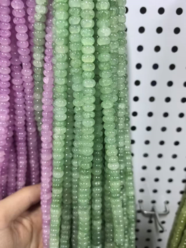 5x8 mm Jade-szerű üveggolyók vízfestéssel, abakusz gyöngyök, színtartó spacer gyöngyök, DIY ékszerekhez