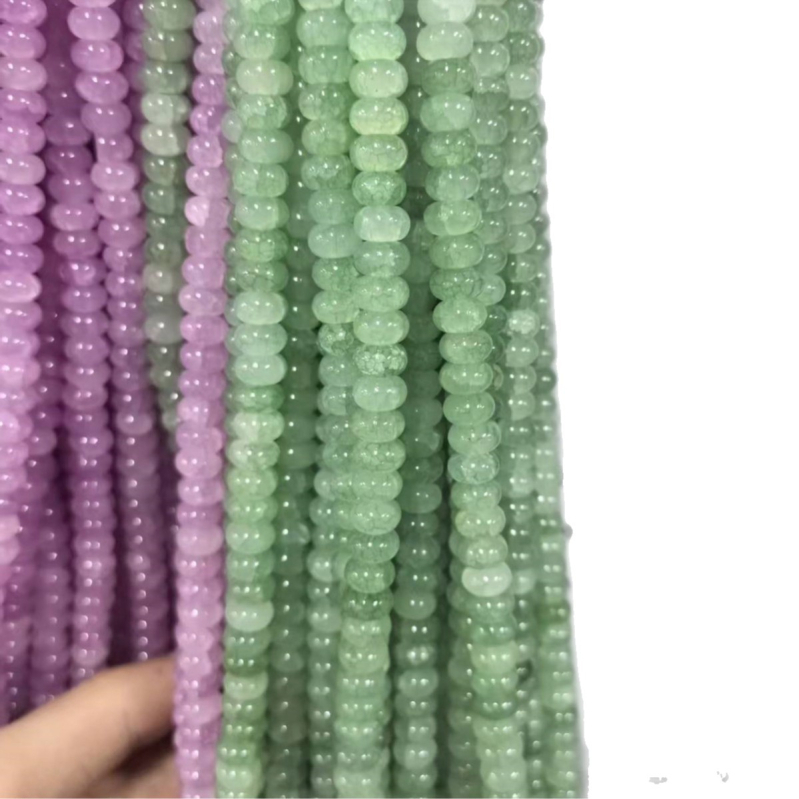 5x8 mm Jade-szerű üveggolyók vízfestéssel, abakusz gyöngyök, színtartó spacer gyöngyök, DIY ékszerekhez
