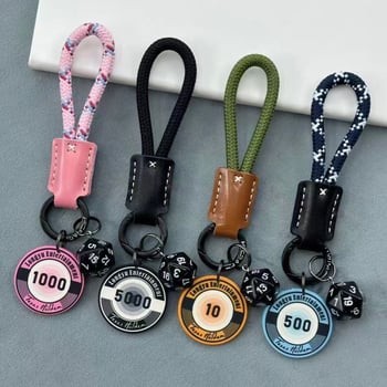 Lanț cheie ceramic cu zaruri și jetoane, piele de vițel — talisman norocos, pandantiv pentru geantă, accesorii pentru cuplu