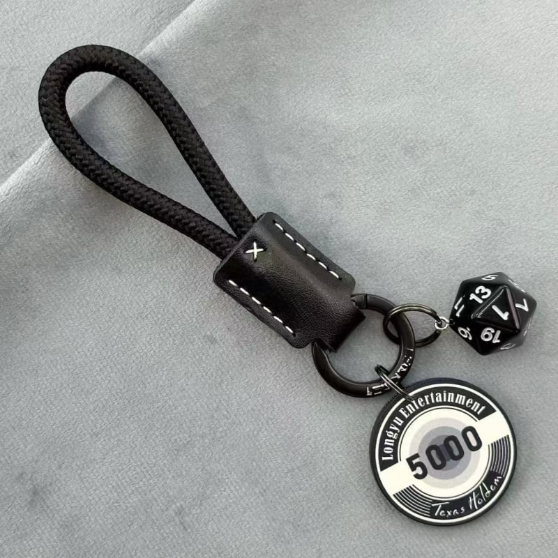 Lanț cheie ceramic cu zaruri și jetoane, piele de vițel — talisman norocos, pandantiv pentru geantă, accesorii pentru cuplu