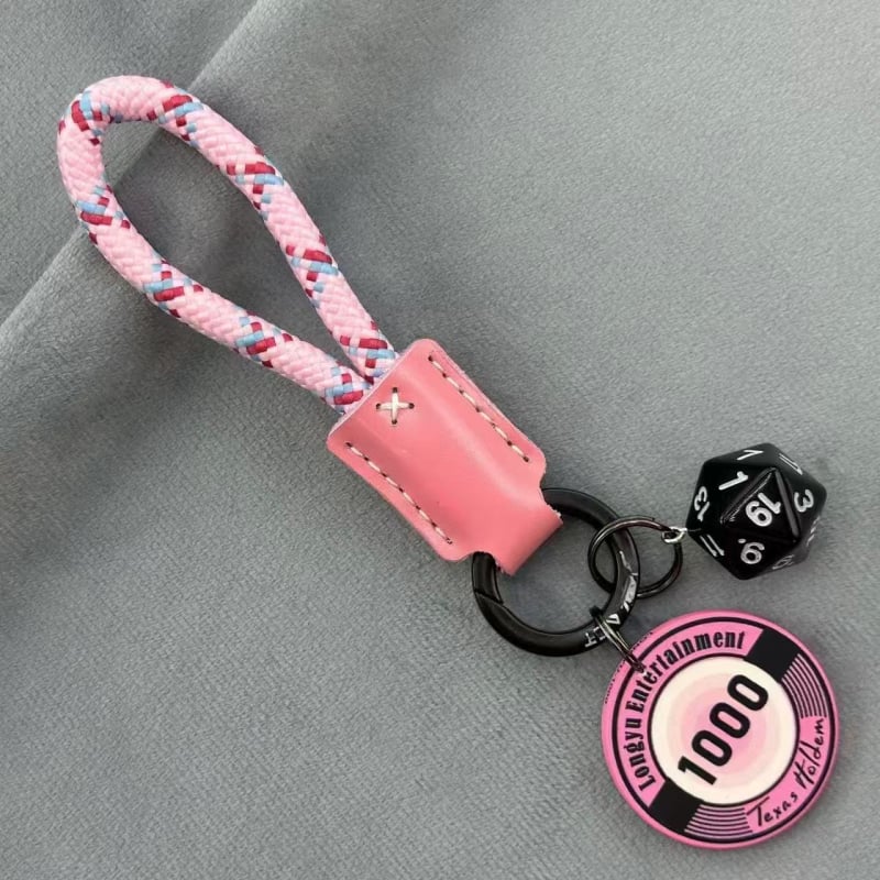 Lanț cheie ceramic cu zaruri și jetoane, piele de vițel — talisman norocos, pandantiv pentru geantă, accesorii pentru cuplu