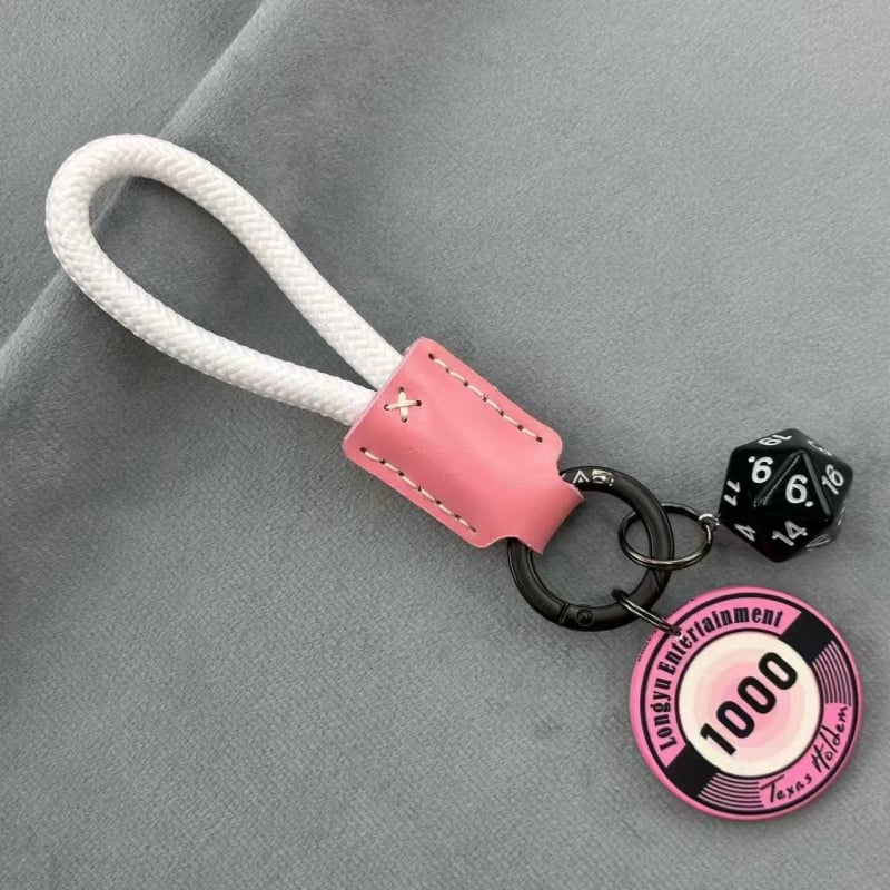 Lanț cheie ceramic cu zaruri și jetoane, piele de vițel — talisman norocos, pandantiv pentru geantă, accesorii pentru cuplu