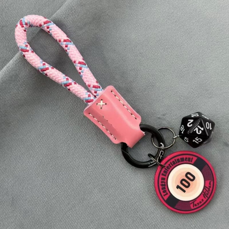 Lanț cheie ceramic cu zaruri și jetoane, piele de vițel — talisman norocos, pandantiv pentru geantă, accesorii pentru cuplu