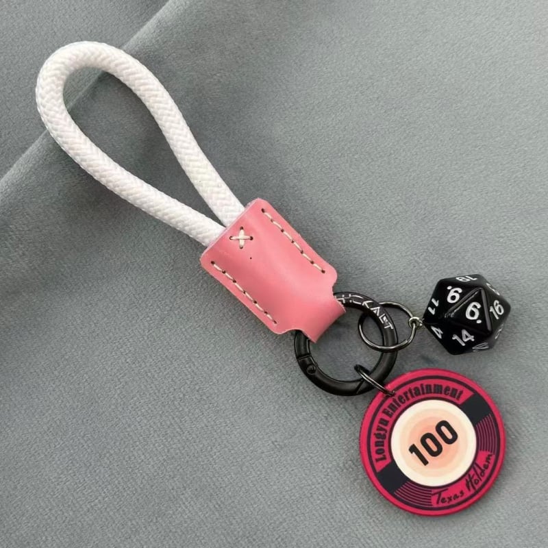 Lanț cheie ceramic cu zaruri și jetoane, piele de vițel — talisman norocos, pandantiv pentru geantă, accesorii pentru cuplu