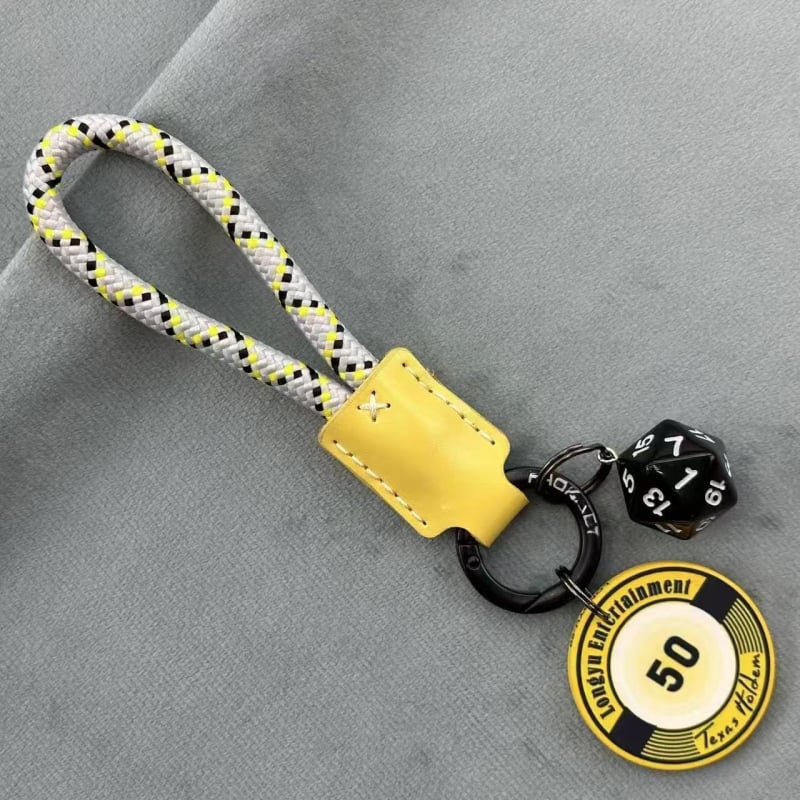 Lanț cheie ceramic cu zaruri și jetoane, piele de vițel — talisman norocos, pandantiv pentru geantă, accesorii pentru cuplu