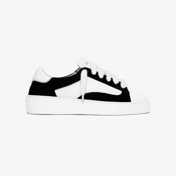 NUMERIS Pantofi sport din piele, vârf de scoică, bloc de culori, stil occidental, unisex, talpă groasă, șireturi