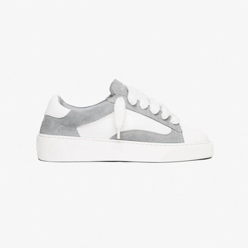 NUMERIS Pantofi sport din piele, vârf de scoică, bloc de culori, stil occidental, unisex, talpă groasă, șireturi