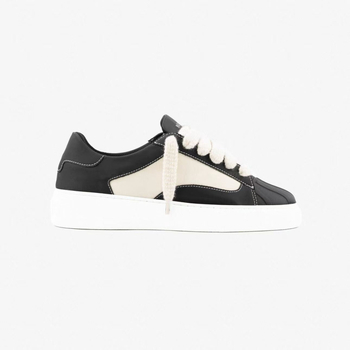 NUMERIS Pantofi sport din piele, vârf de scoică, bloc de culori, stil occidental, unisex, talpă groasă, șireturi