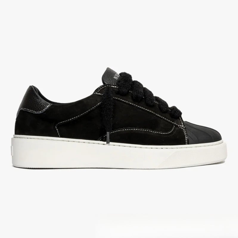 NUMERIS Pantofi sport din piele, vârf de scoică, bloc de culori, stil occidental, unisex, talpă groasă, șireturi