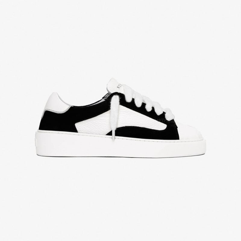 NUMERIS Pantofi sport din piele, vârf de scoică, bloc de culori, stil occidental, unisex, talpă groasă, șireturi