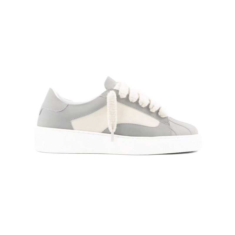 NUMERIS Pantofi sport din piele, vârf de scoică, bloc de culori, stil occidental, unisex, talpă groasă, șireturi