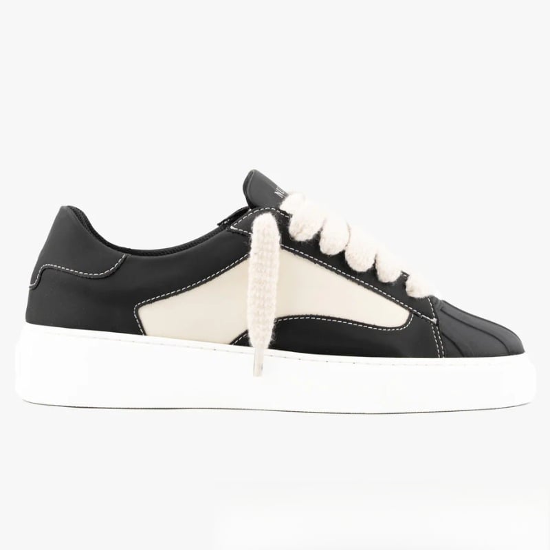 NUMERIS Pantofi sport din piele, vârf de scoică, bloc de culori, stil occidental, unisex, talpă groasă, șireturi