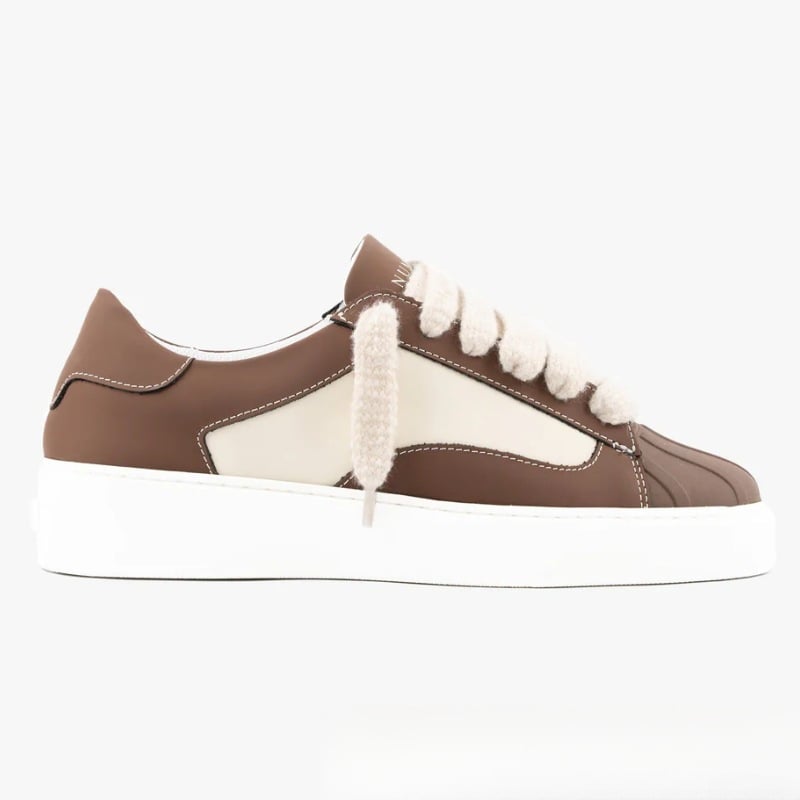NUMERIS Pantofi sport din piele, vârf de scoică, bloc de culori, stil occidental, unisex, talpă groasă, șireturi