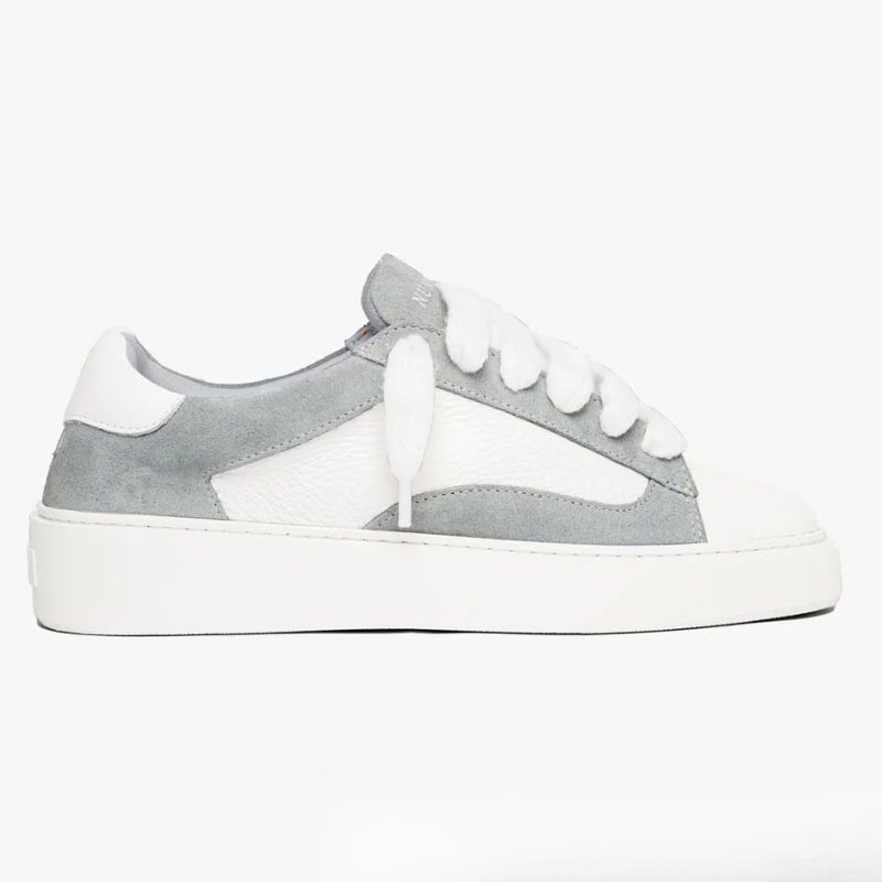 NUMERIS Pantofi sport din piele, vârf de scoică, bloc de culori, stil occidental, unisex, talpă groasă, șireturi