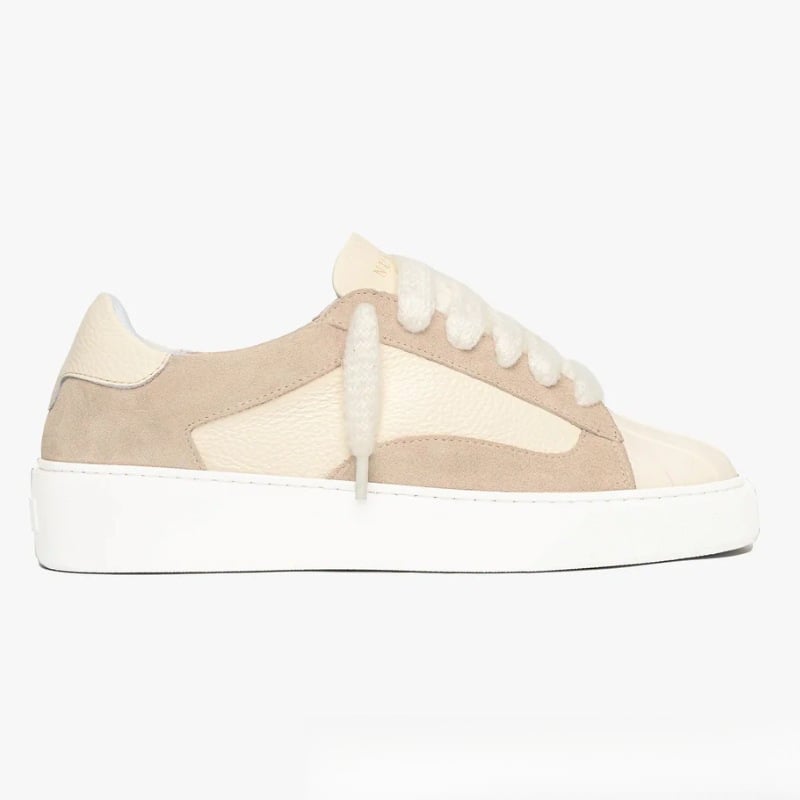 NUMERIS Pantofi sport din piele, vârf de scoică, bloc de culori, stil occidental, unisex, talpă groasă, șireturi