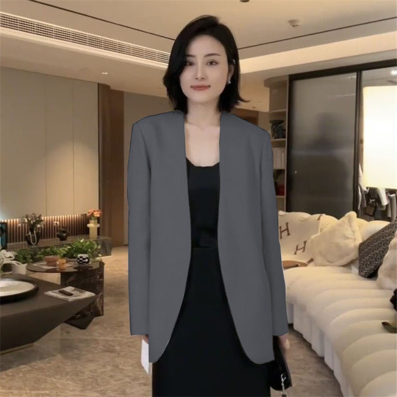2025 tavasz elegáns irodai blézer öltöny-gallérral, hosszú ujjú, egyenes szabás, koreai stílusú női blézer felső