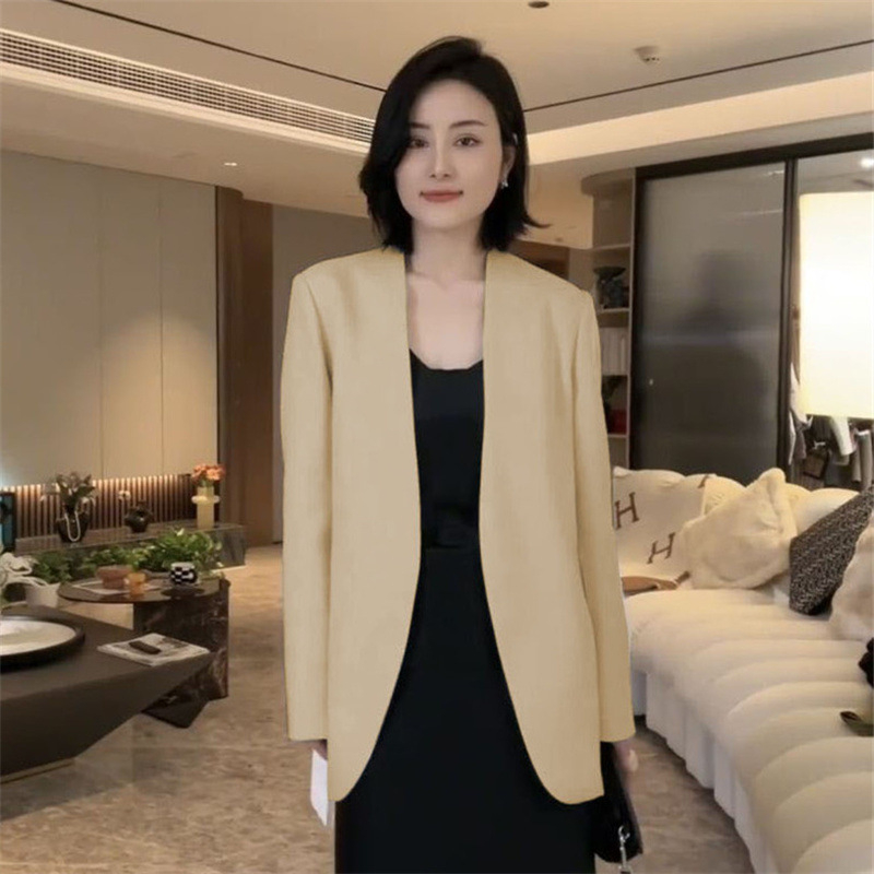 2025 tavasz elegáns irodai blézer öltöny-gallérral, hosszú ujjú, egyenes szabás, koreai stílusú női blézer felső