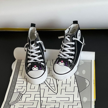 Dječje platnene tenisice s visokim gornjim dijelom, bijele, casual slip-on s crtanim uzorkom