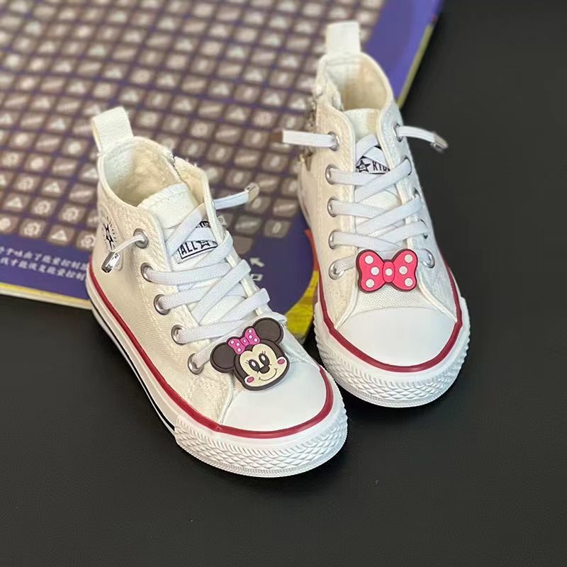 Dječje platnene tenisice s visokim gornjim dijelom, bijele, casual slip-on s crtanim uzorkom