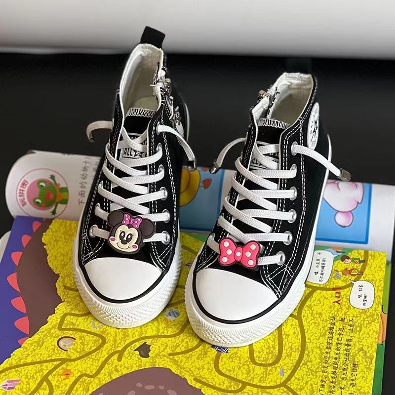 Dječje platnene tenisice s visokim gornjim dijelom, bijele, casual slip-on s crtanim uzorkom
