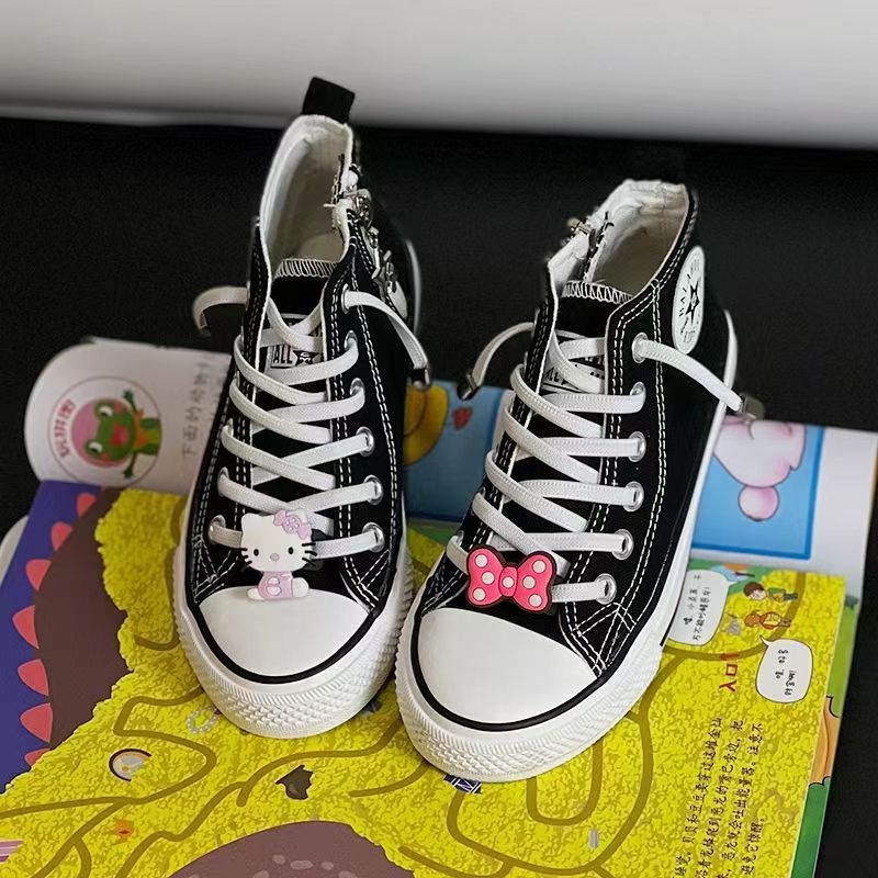Dječje platnene tenisice s visokim gornjim dijelom, bijele, casual slip-on s crtanim uzorkom