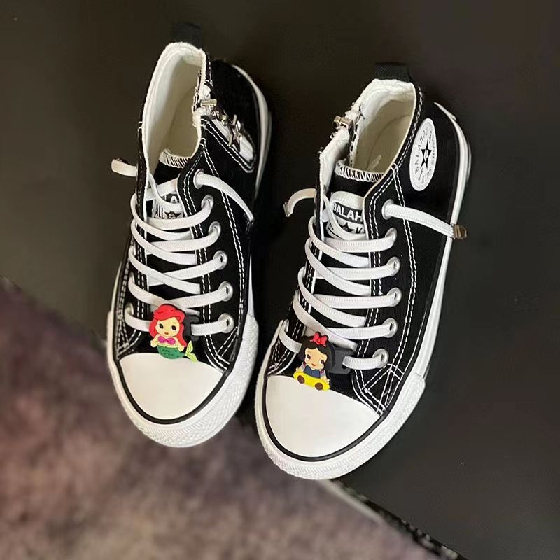 Dječje platnene tenisice s visokim gornjim dijelom, bijele, casual slip-on s crtanim uzorkom