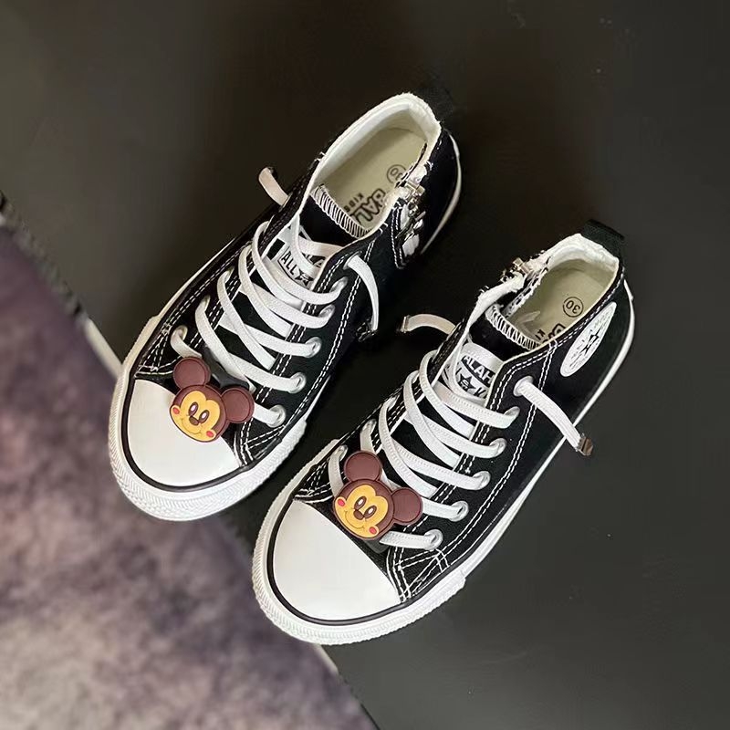 Dječje platnene tenisice s visokim gornjim dijelom, bijele, casual slip-on s crtanim uzorkom