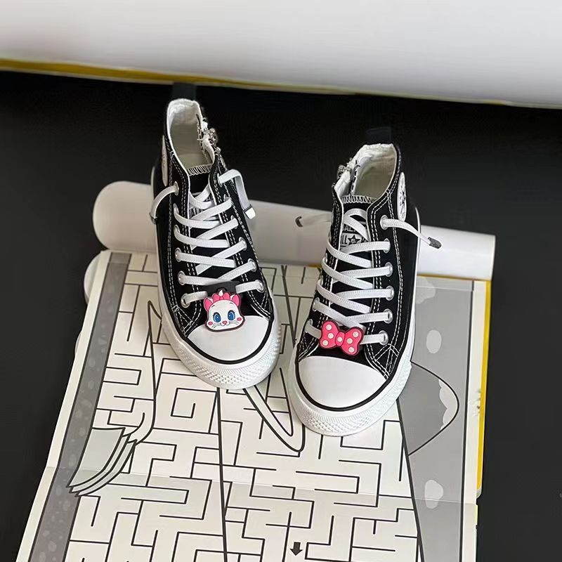 Dječje platnene tenisice s visokim gornjim dijelom, bijele, casual slip-on s crtanim uzorkom