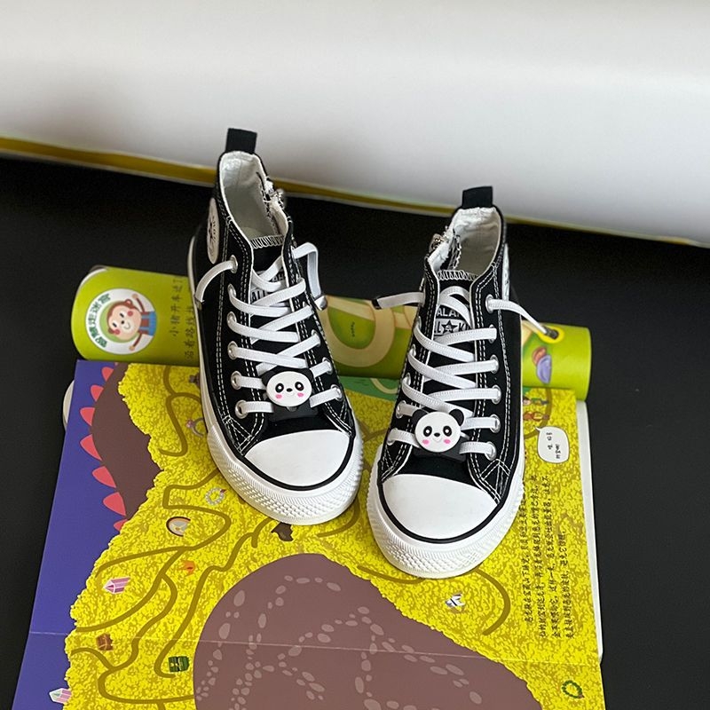 Dječje platnene tenisice s visokim gornjim dijelom, bijele, casual slip-on s crtanim uzorkom