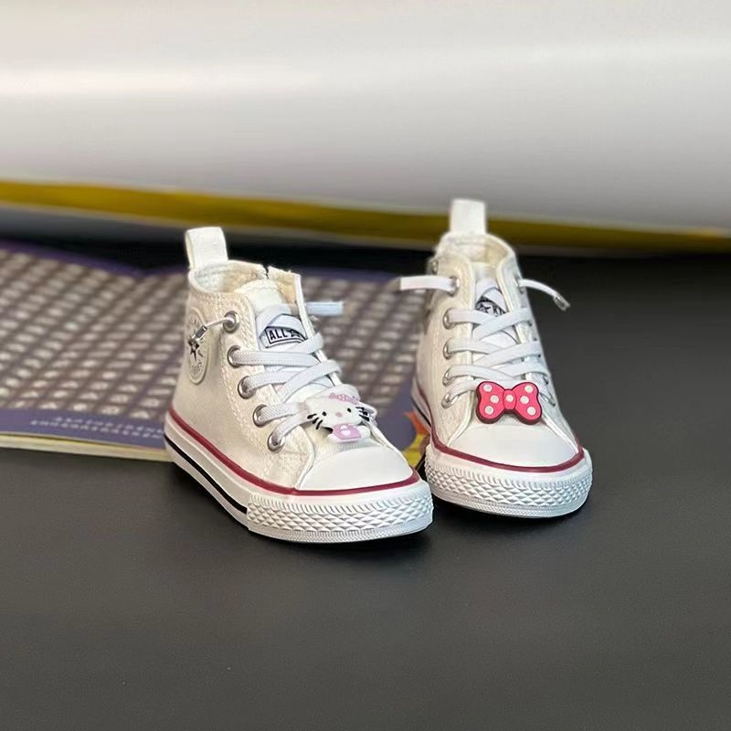 Dječje platnene tenisice s visokim gornjim dijelom, bijele, casual slip-on s crtanim uzorkom