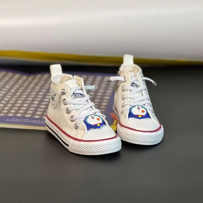 Dječje platnene tenisice s visokim gornjim dijelom, bijele, casual slip-on s crtanim uzorkom