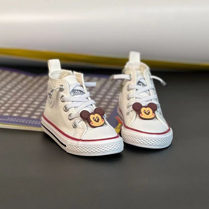 Dječje platnene tenisice s visokim gornjim dijelom, bijele, casual slip-on s crtanim uzorkom