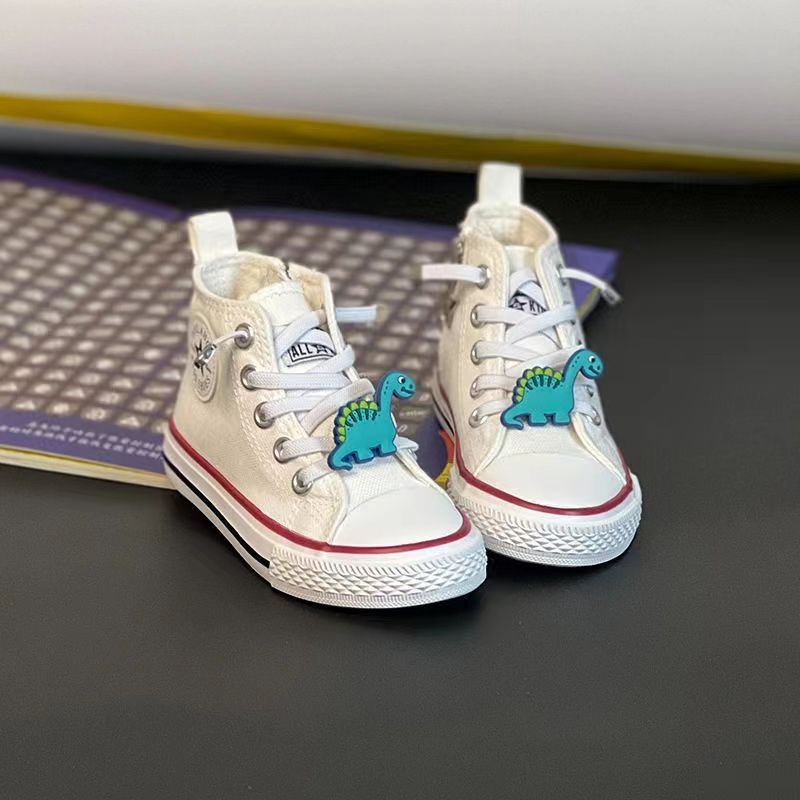 Dječje platnene tenisice s visokim gornjim dijelom, bijele, casual slip-on s crtanim uzorkom