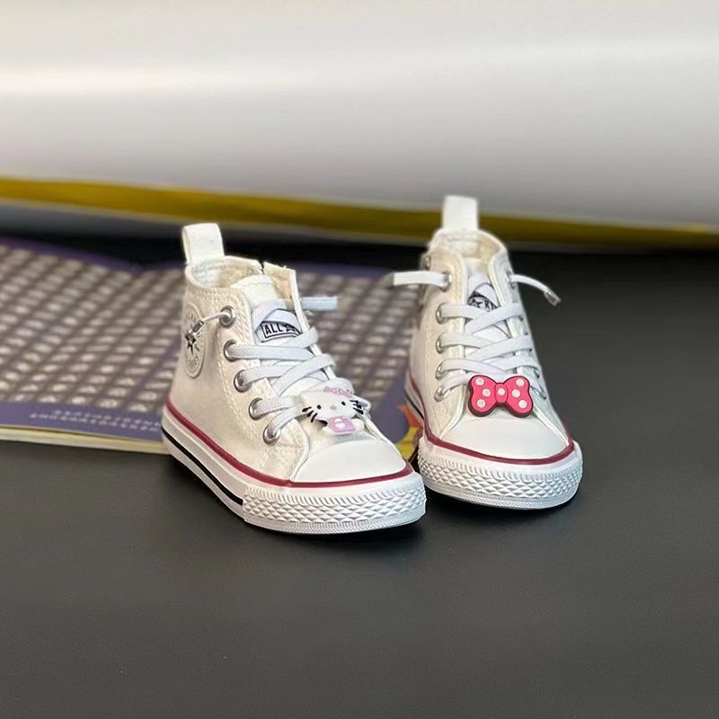 Dječje platnene tenisice s visokim gornjim dijelom, bijele, casual slip-on s crtanim uzorkom