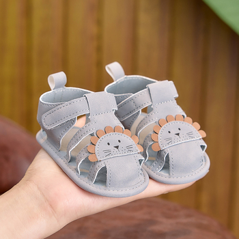 Nyári babasandálok, aranyos rajzolt mintával, puha és lélegző, Velcro-zárású járósandálok