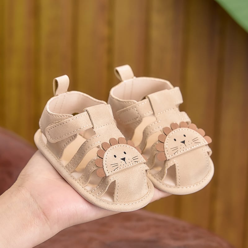 Nyári babasandálok, aranyos rajzolt mintával, puha és lélegző, Velcro-zárású járósandálok