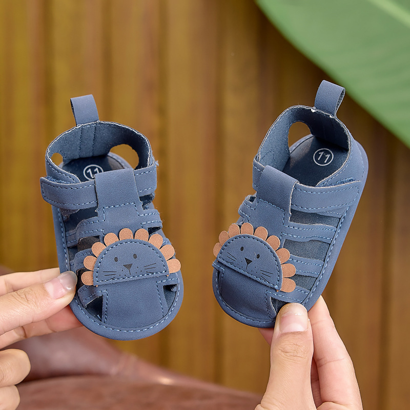 Nyári babasandálok, aranyos rajzolt mintával, puha és lélegző, Velcro-zárású járósandálok