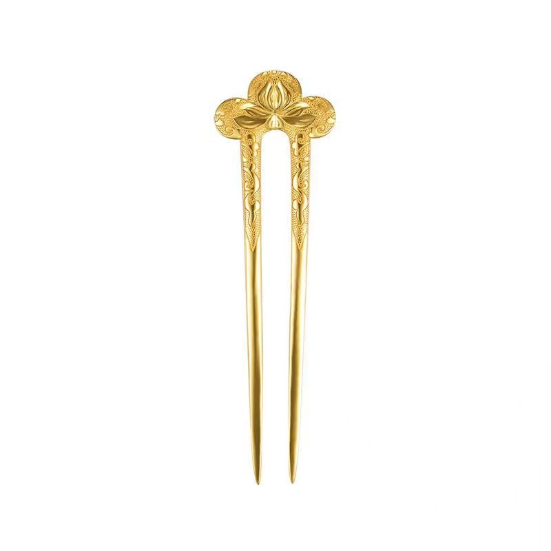 Hanfu hairpin s graviranim zlatim premazom od bakra, mala kosa ukras u antiknom stilu