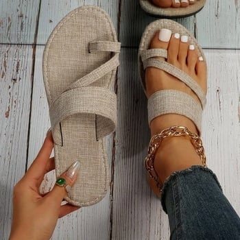 Ženske cipele velikih veličina od denima, denim slip-on sandale, okrugla vrh prsta, ravna podloga, ljeto 2025