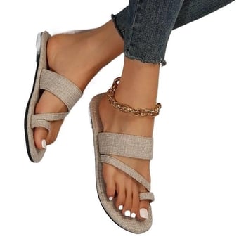 Ženske cipele velikih veličina od denima, denim slip-on sandale, okrugla vrh prsta, ravna podloga, ljeto 2025