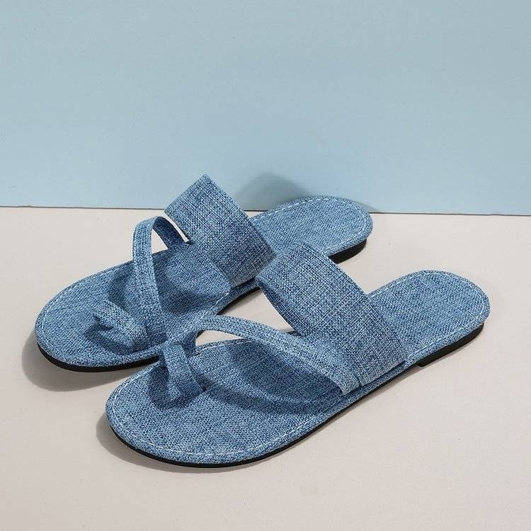 Ženske cipele velikih veličina od denima, denim slip-on sandale, okrugla vrh prsta, ravna podloga, ljeto 2025
