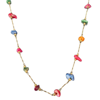 Boho stílusú rozsdamentes acél nyaklánc gyöngyház medállal és színes kagylókkal, hossza 41–50 cm