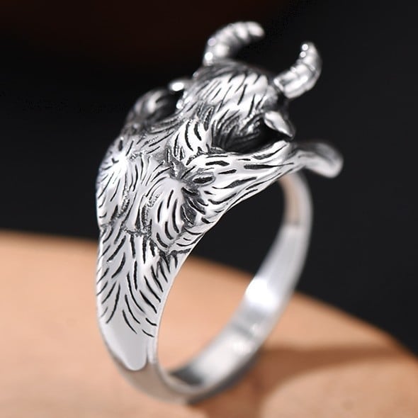 Ezüstbevonatos Bika zodiákus gyűrű, uniszex, retró, magas minőségű kivitel, állítható mutatóujjgyűrű