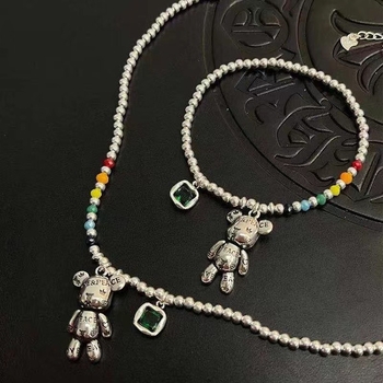 Koreai stílusú Rainbow Bear nyaklánc és karkötő készlet, színes kristályokkal